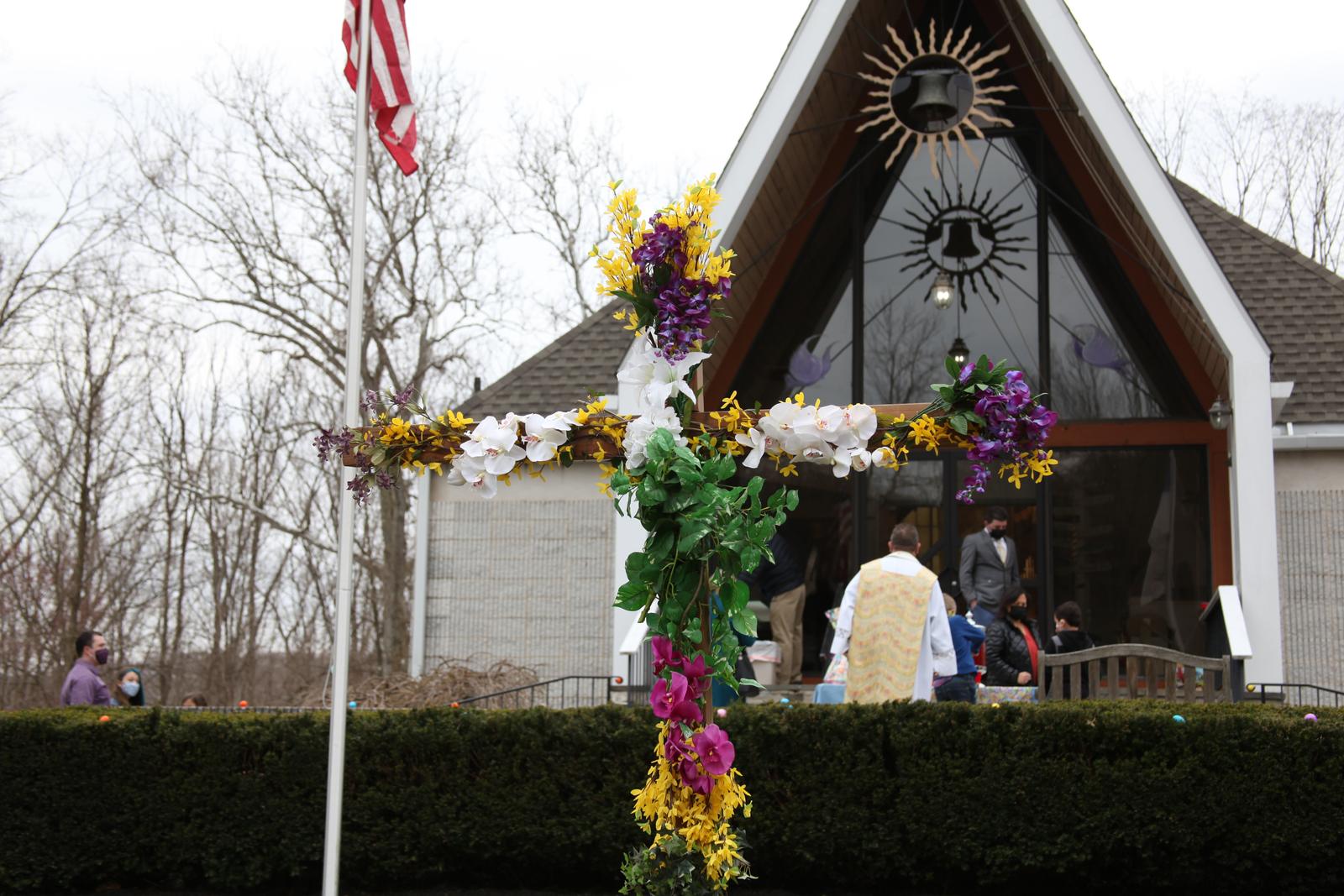 The flowering cross on the front lawn