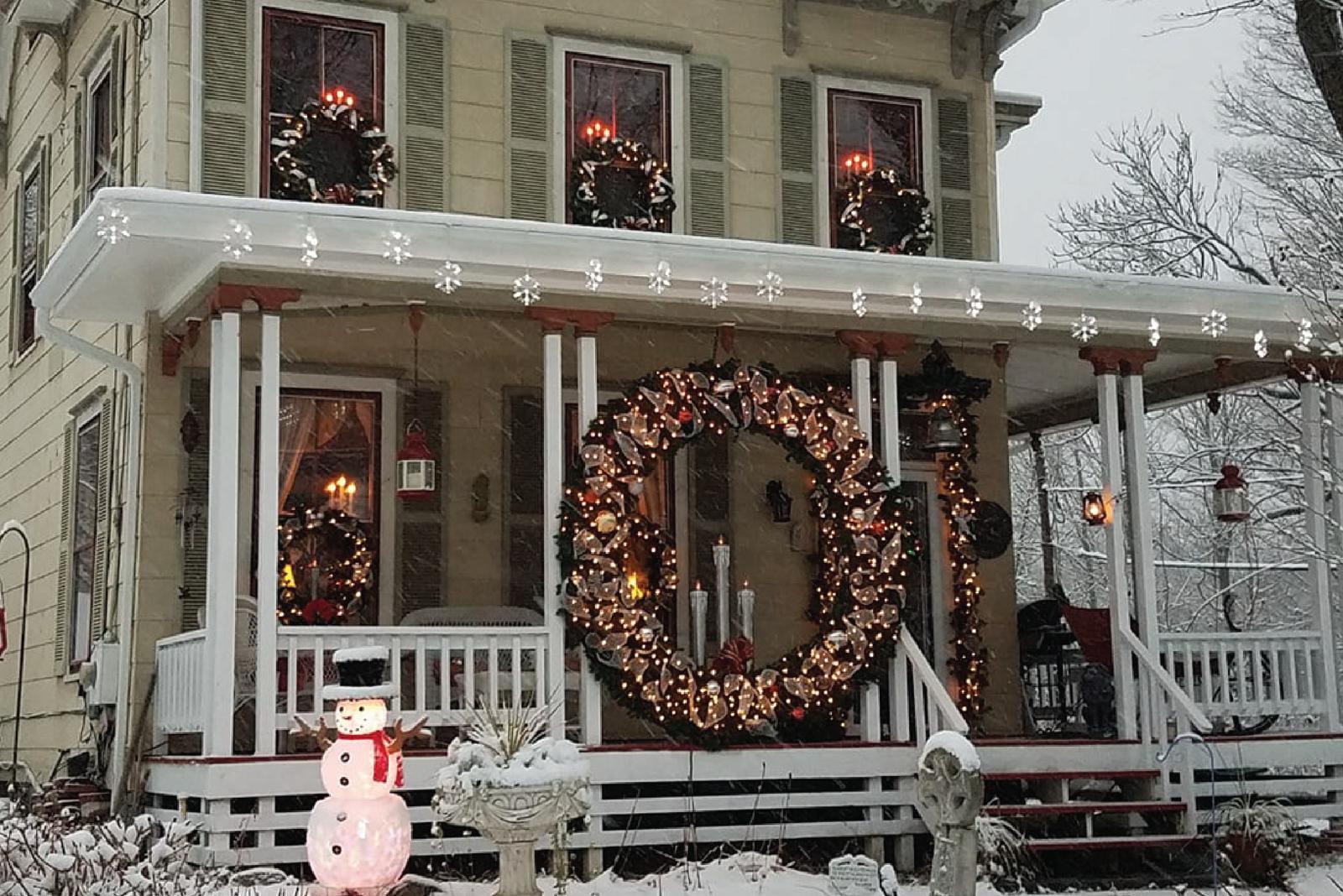 The Victorian parsonage decorated for Christmas